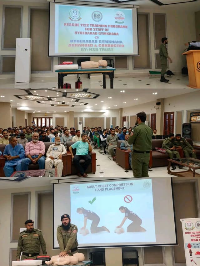 Rescue 1122 Training Programe for staff of Hyderabad Gymkhana